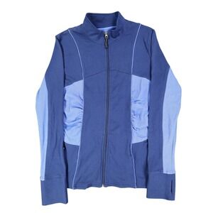 Aveva Womens M Blue Colorblock Ruched Full Zip Activewear Jacket NWT